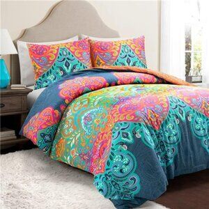 Lush Decor Boho Chic Reversible Cotton Duvet Cover King Size 3 Piece Set